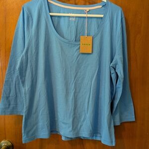 Boden Blue Relaxed 3/4 Sleeve Blouse